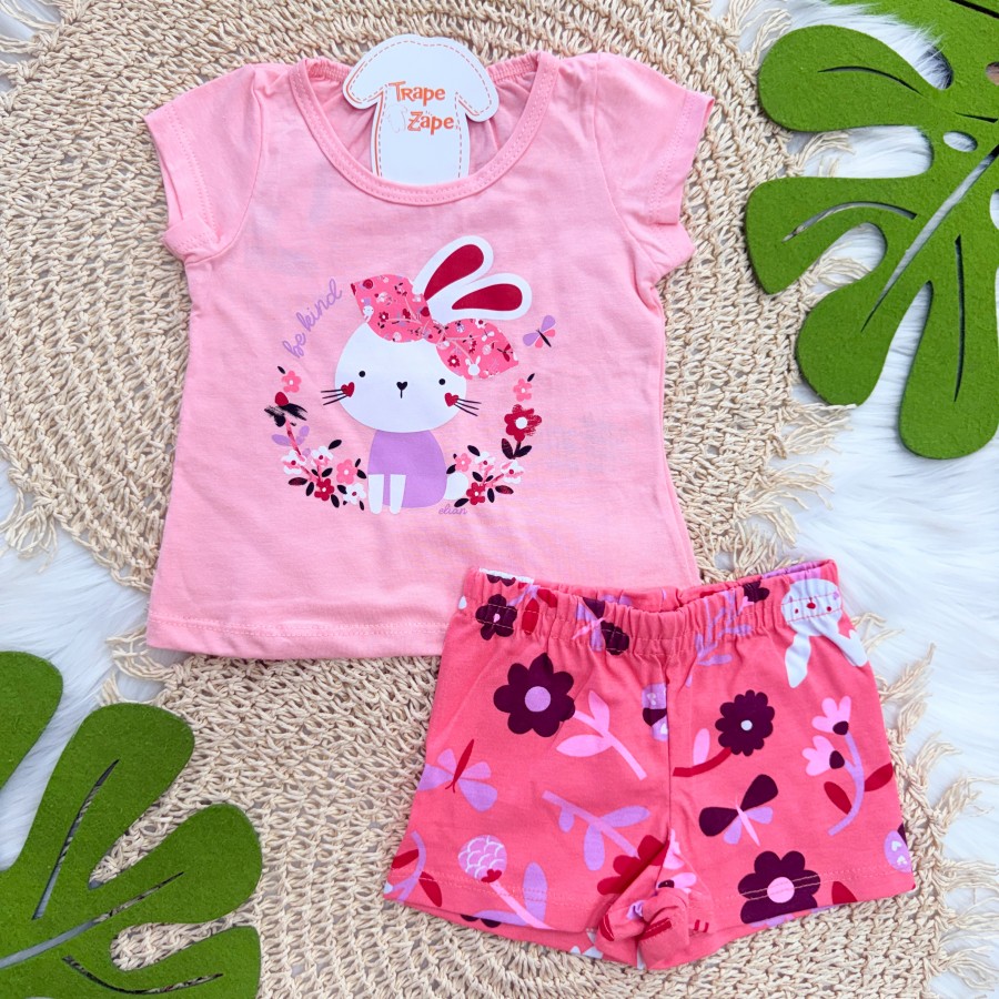 Conj. Blusa Coelhinha Be Kind e Short - Rose e Rosa